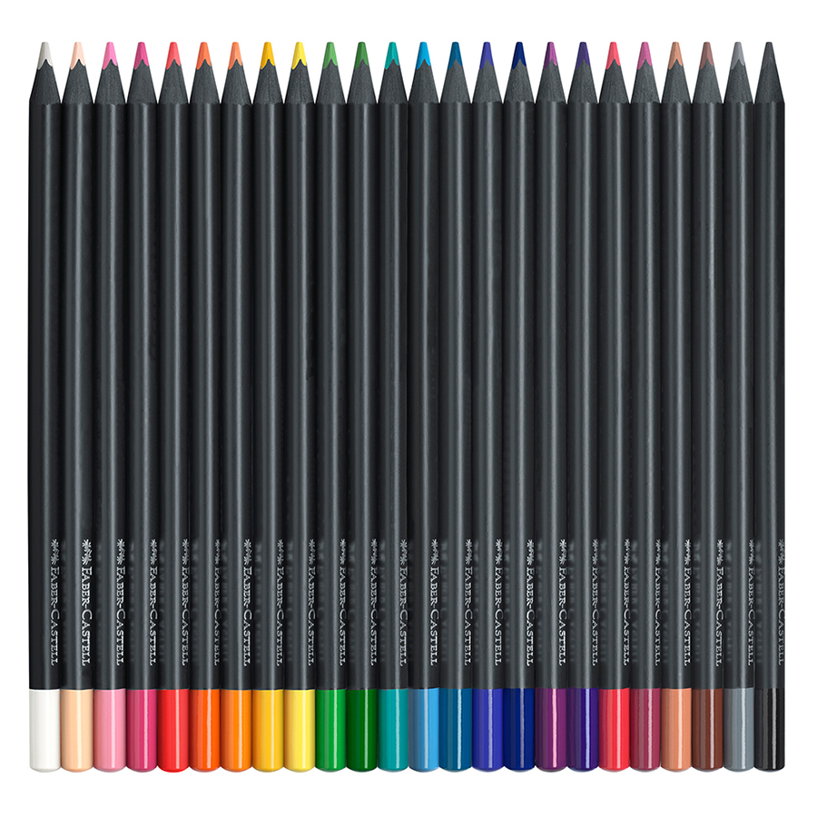 Creioane color triunghiulare, 24 culori, Faber-Castell Black Edition
