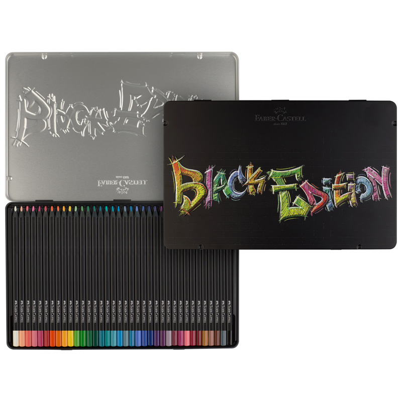 Creioane colorate, 36culori, cutie metal, Black Edition, Faber-Castell