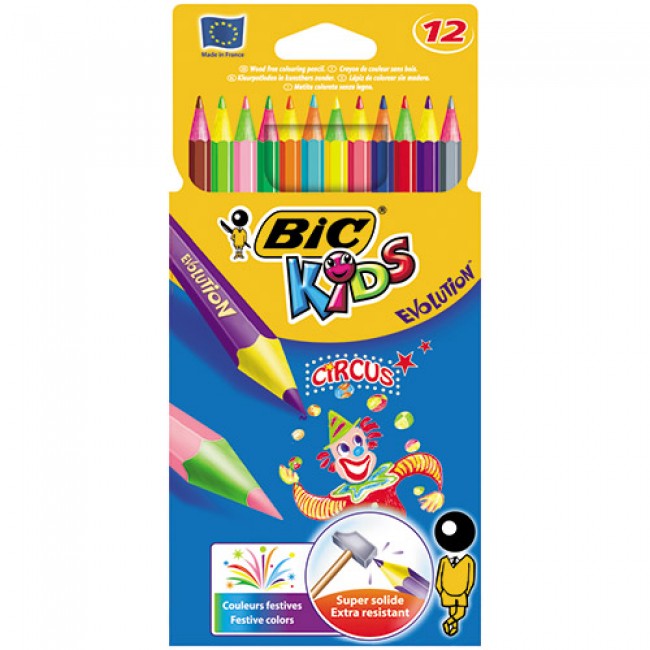 Creioane color standard, 12culori, 175 mm, Bic Evolution Circus Bic imagine 2022 cartile.ro