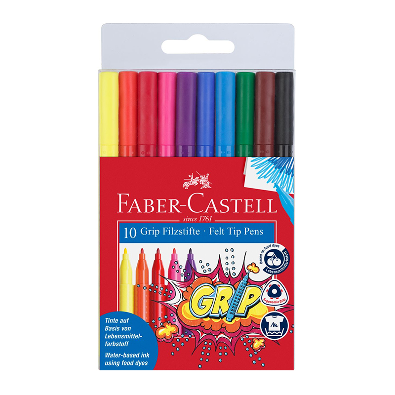 Carioci, 10 culori, Grip, Faber-Castell