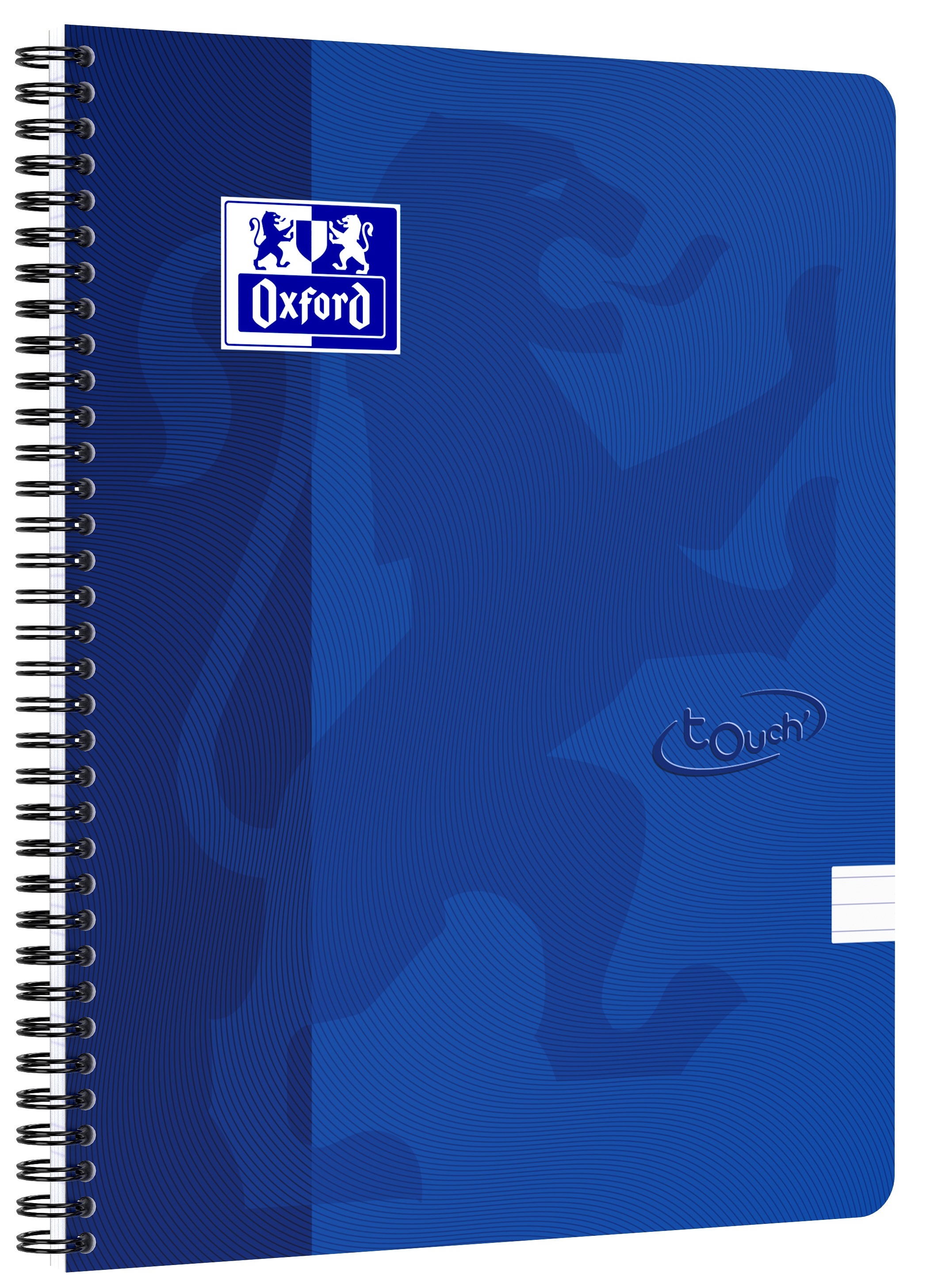 Caiet cu spira A4, 70 file-90g/mp, 4 perf, dictando, coperta carton, Oxford School Touch, albastru