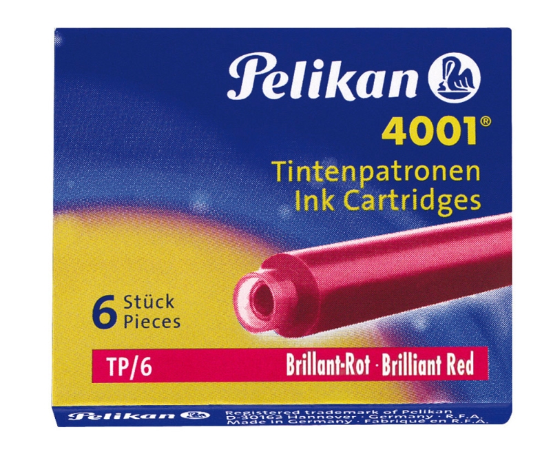 Patroane cerneala mici, 6 buc/cut, rosu lucios, Pelikan Pelikan