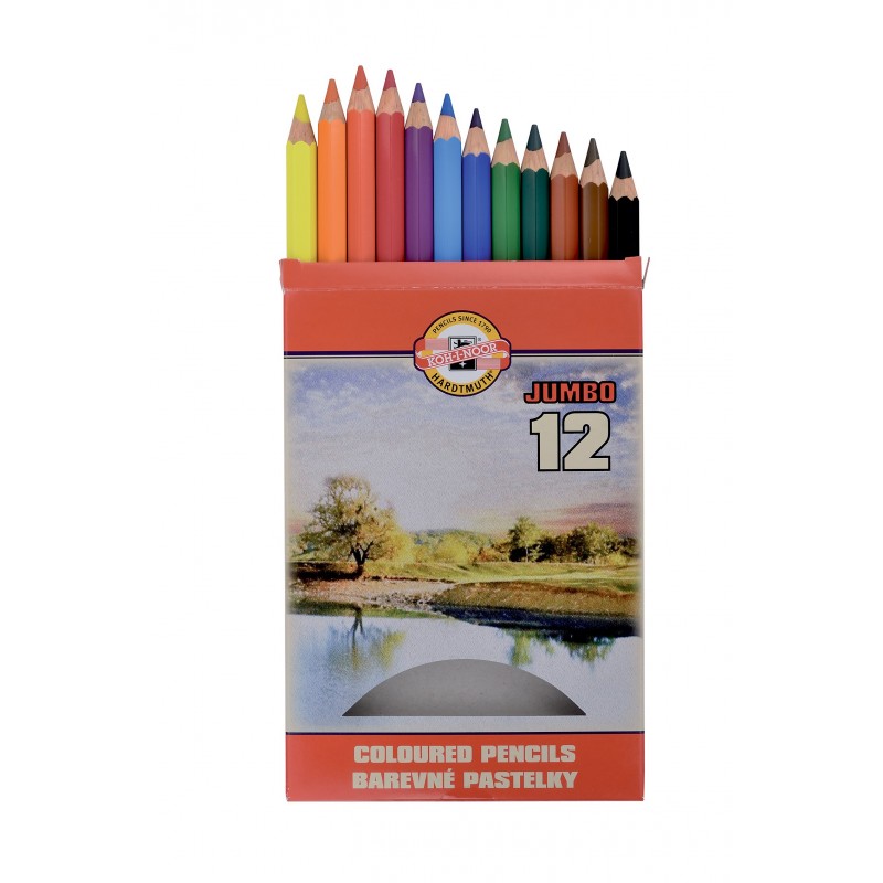 Creioane color groase 12culori, 175mm, Koh-I-Noor Jumbo Koh-I-Noor imagine 2022 cartile.ro