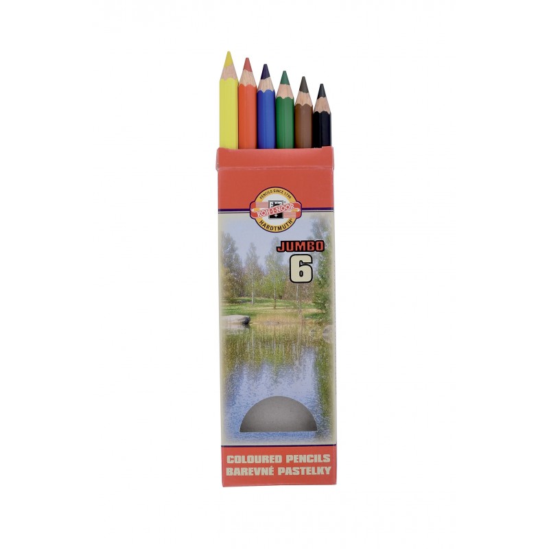 Creioane color groase 6culori, 175mm, Koh-I-Noor Jumbo Koh-I-Noor imagine 2022 cartile.ro