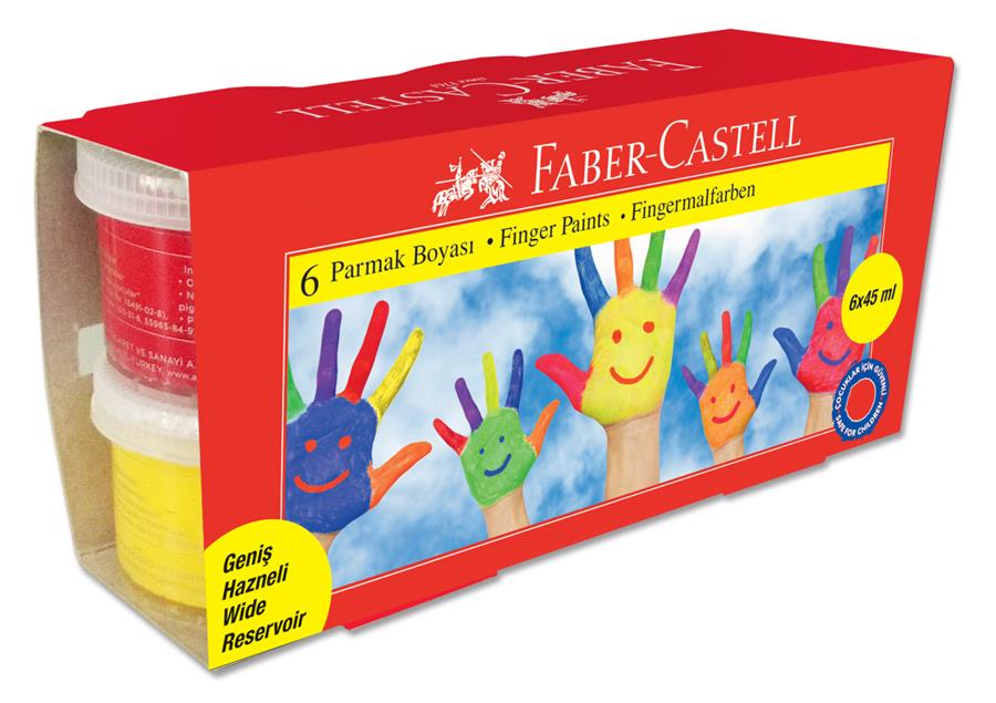 Set pictura cu degetele, 6 culori, 45 ml/culoare, Faber-Castell Faber-Castell imagine 2022 depozituldepapetarie.ro