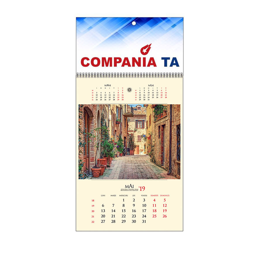Calendar de perete, Peisaje, 12 +1 file, EGO, Personalizat
